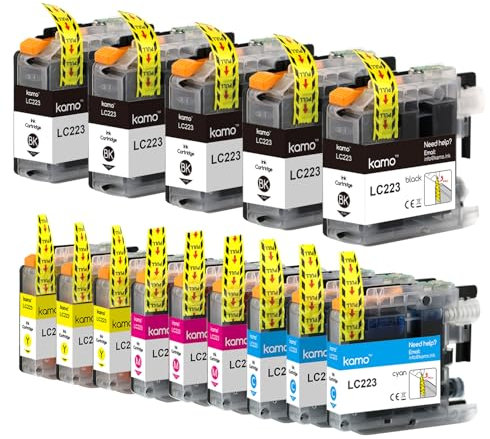 kamo 223 XL Druckerpatronen (5X Schwarz, 3X Cyan, 3X Magenta, 3X Gelb) - für MFC-J4420DW J4620DW J4625DW J480DW J5320DW J5620DW J5625DW J5720DW J680DW J880DW, DCP-J4120DW J562DW