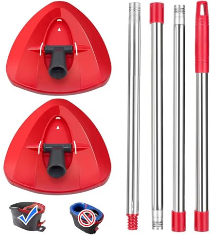 Base de Cabezal de fregona giratoria con 1 Mango de fregona para Vileda Turbo Spin 2 en 1, Repuesto de Repuesto 3 en 1, Base Triangular de fregona giratoria para Accesorio de fregona Turbo Smart