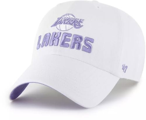 47 Los Angeles Lakers Damen Luminence Cheer White Clean Up Cap - NBA Adjustable Relaxed Fit Damen Baseball Dad Hat