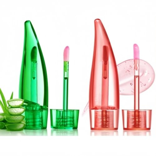 2er Set Farbwechselndes Lippenöl mit Aloe Vera und Erdbeere, Natürlich, Einfach Auftragbar, Lang anhaltend, Feuchtigkeitsspendend und Volumengebend, Glänzender Effekt