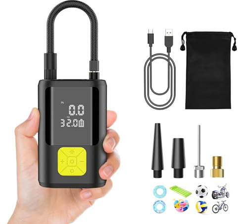 Ockwred 150PSI Mini Elektrische Luftpumpe mit 6000mAh Akku,Kabelloser Tragbarer Luftkompressor mit Großbildschirm&Notlicht,Portable Electric Air Compressor für Auto,Motorrad,Fahrrad,Bälle