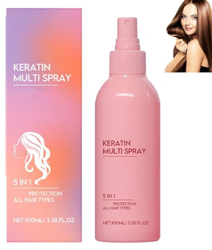 5-In-1 Keratin Hair Spray, Smoothing Care, Lightweight Moisturizing, Nourishing and Repair Dry, Anti Frizz Hair Sprays, Improve Damaged Hair, Long-Time Fragrance, for All Hair Types (1pcs)