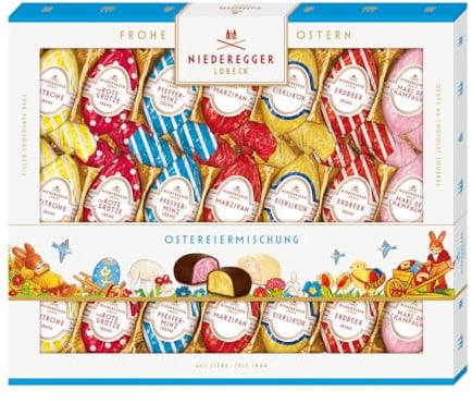 Niederegger | Ostereiermischung | 1x 262g | Ostereier mit verschiedenen Marzipan- & Pralinenfüllungen | Umhüllt von Zartbitter- & Weißer-Schokolade | Ostergeschenk