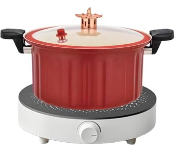 Masoog Pentole antiaderenti, pentola antiaderente con coperchio, in acciaio, con manico, per fornelli elettrici, zuppe, pasta, riso, campeggio