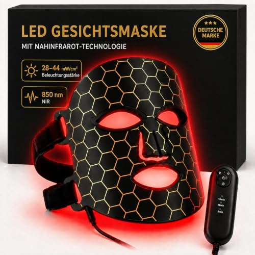 HOMEXO LED Gesichtsmaske Lichttherapie, 7 Farben, 850nm Rotlicht