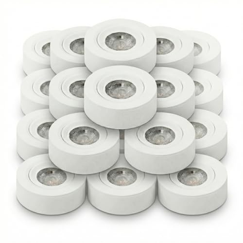 LUXULA 20 Stück LED Einbaustrahler schwenkbar Weiß 5W 500lm, CCT | CCT 3000K 4200K 6500K, 38° schwenkbar, Einbau/Aufbauspot 230V, Lochmaß 70-75mm, LED Deckenlampe flach, Deckenspot