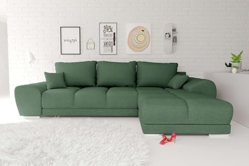 99rooms Antalya Ecksofa Polsterecke Eckcouch Cordstoff POSO Khaki, mit Ottomane Rechts, mit Schlaffunktion
