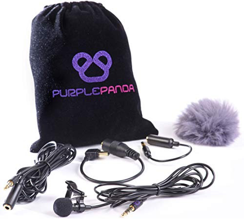 Lila Panda Lavalier Knopflochmikrofon Kit,Wechselrahmen omnidirektional Kondensator LAV Mikrofon für iPhone, iPad, Go Pro, DSLR, Camcorder, Zoom/Tascam Recorder, PC, Samsung Android, Smartphones