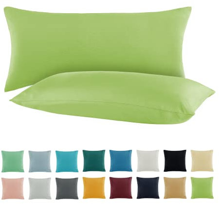 SHC by BaSaTex 2er Pack Jersey Kissenbezüge Kissenhüllen | Kopfkissenbezug aus 100% Baumwolle | 40x80 cm Kissenbezug | Farbe Apfel Grün