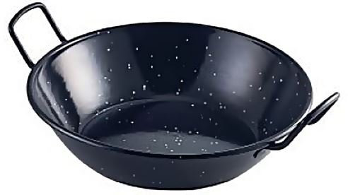 CONCEPT4U® Black Enamel Frying Dish Pan Kadai Karai Cooking Food Prepare Wok Handle Kitchen Samosa Indian Serving Paella