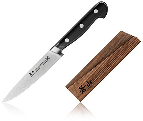 Cangshan TV2 Series 1022865 sueco 14C28N acero forjado 5 pulgadas cuchillo utilitario y funda de madera juego