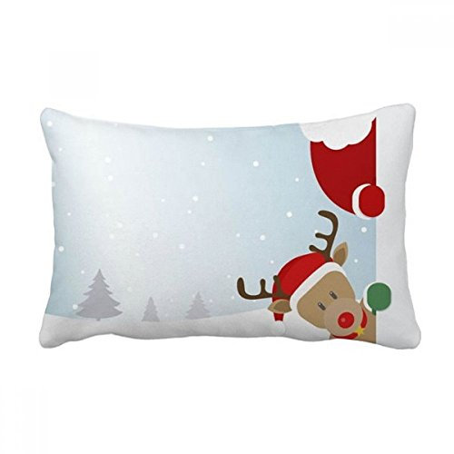 DIYthinker Weihnachten Weihnachtsmann Elk Peep Neujahr Werfen Lendenkissen Kissenbezug Startseite Dekor-Geschenk 16 Zoll x 24 Zolls Mehrfarbig