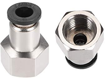 sourcing map Push to Connect Tube Fitting Adapter 6mm Tube OD x 1/4BSPT Female Straight Pneumatic Connecter Connect Pipe Fitting Silver Tone 2 Stück