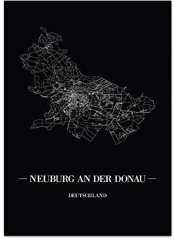 JUNIWORDS Stadtposter - Wähle Deine Stadt - Neuburg an der Donau - 30 x 40 cm Poster - Schrift A - Schwarz
