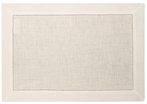 Cuore di lino - Amerikanisches Tischset aus reinem Leinen, 100% Made in Italy, Ajour, cremeweiß, 35 x 50 cm