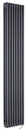 Milano Windsor 1500W Anthracite Cast Iron Style 3 Column WiFi Electric Radiator - 1800mm x 380mm