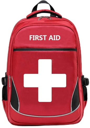 Camoredy Erste-Hilfe-Tasche leer rot Notfallrucksack Erste-Hilfe-Traumatasche, wasserdicht, mehrere Taschen für Reisen, Feldausflüge, Camping, Wandern, Pfadfindertruppe, Kinderbetreuung (weiß)