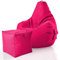 Green Bean 2er Set Sitzsack + Hocker - fertig befüllt - robust waschbar schmutzabweisend - Kinder & Erwachsene Bean Bag Bodenkissen Lounge Sitzhocker Relax-Sessel Gamer Gamingstuhl Pouf - Pink