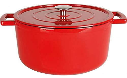 MegaStore Express Olla 6,5 l, color rojo de hierro fundido