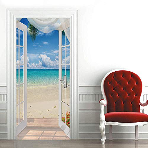 UIGFDSDF 3D Türaufkleber 100x200cm Meerblick vor der Tür Türtapete selbstklebend Fototapete Türpanel Türposter Türfolie Türsticker PVC Wasserfest Wandbild Für Wohnzimmer kinder bad Schlafzimmer