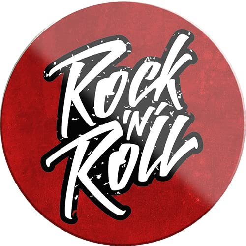 Magnet ''Rock'n'Roll'' 8x8cm Kühlschrankmagnet Lustige Sprüche Feier Vintage Retro Geburtstag Deko Party Überraschung Fan Musik Metall Rock Pop Klassik