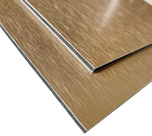 Panneau Composite Aluminium Brossé Or 3mm. Plaque alu avec au Centre un Polyéthylène (PVC) - 200 x 400 mm -