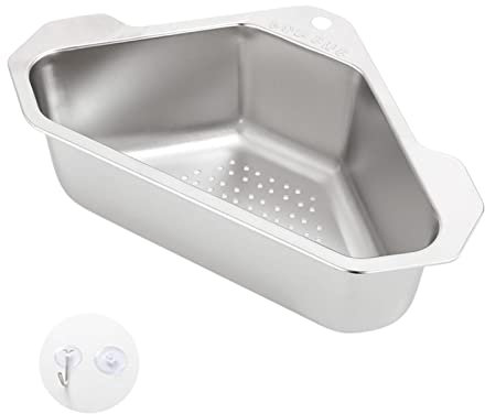Abflusskorb, Dreieckiger Filterkorb Waschbecken Korb Ecke Hängender Korb Schwammhalter Stainless Steel Triangle Sink Basket