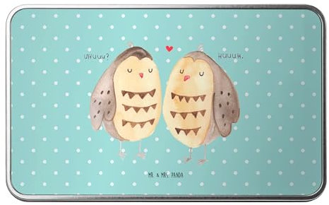Mr. & Mrs. Panda Metalldose rechteckig Eulen Liebe - Geschenk, Aufbewahrungsbox, Container, Keksdose, Aufbewahrungsdose, Blechdose, Freundin
