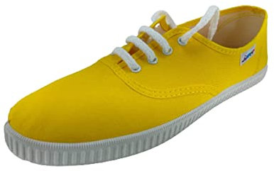Kiruz - Zapatillas de Lona - Alpargatas - Bambas de Lona Mujer - Zapatos Verano - Zapatillas con cordón - 39, Amarillo