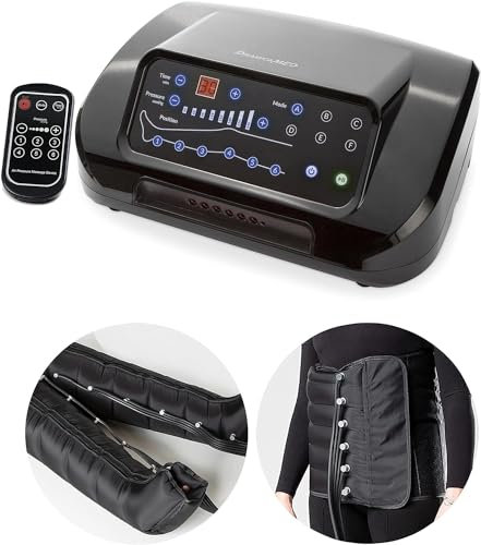 Dinamicamed ® PRO 6.0 Pressotherapie Professionelles Lymphdrainage Gerät Digital Classic, 6 Massage-Programme, 6 Luftkammern, Beinmassagegerät mit Bauch- & Beinmanschetten
