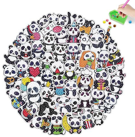 43 Stück Panda 5D Diamond Painting Kinder Set DIY Cartoon Panda Kreativ Diamant Malerei Aufkleber Mosaik Basteln Schmücken Diamant Aufkleber Painting Kinder Geschenke für Anfänger Jungen Mädchen