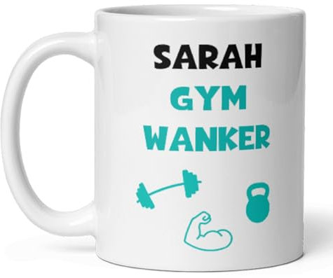 Confidently Quirky - Personalised Gym Wanker White Mug, Funny Gym gift, Joke Gym mug for boyfriend, Joke workout gift for him, Gym Mug For Woman
