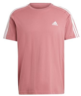 adidas Homme Essentials Single Jersey 3-Stripes Tee, Preloved Crimson F24, M