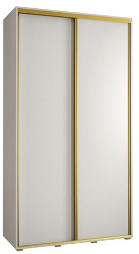 ABIKSMEBLE Davos 1 140 Armario Correderas Doble para Dormitorio - Armario Moderno, Barra y Estantes - 235,2x140x45 cm Blanco Blanco Dorado