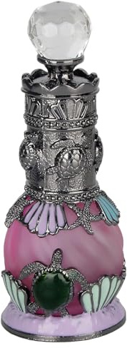 SEVENBEES 15ml Decorative Spray Glass Bottle with Turtle Figurine - Refillable Empry Vintage Perfume Bottle - Girl or Women Gift Souvenir Dresser Table Decor