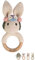 wunderwunsch® - Personalisierter Beißring Baby - Niedlicher Greifling für Baby's ab 0 Monate - Babyrassel mit Name als Baby Geschenk für Mädchen und Jungen (Hase mit Blumenkranz,mit Gravur)