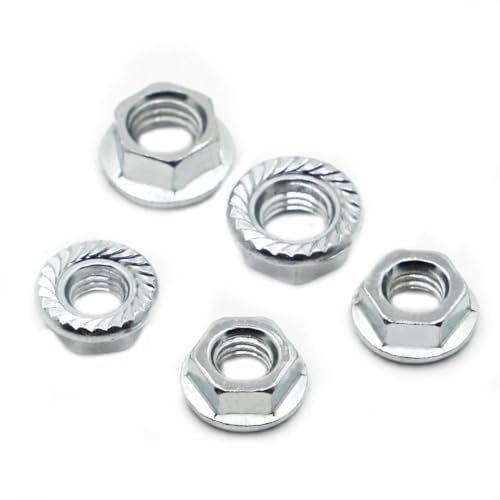 Sechskantmutter aus verzinktem Kohlenstoffstahl, Zacken-Sicherungsmutter, M3, M4, M5, M6, M8, M10, M12, M14, M16, DIN6923-M5, 50 Stück