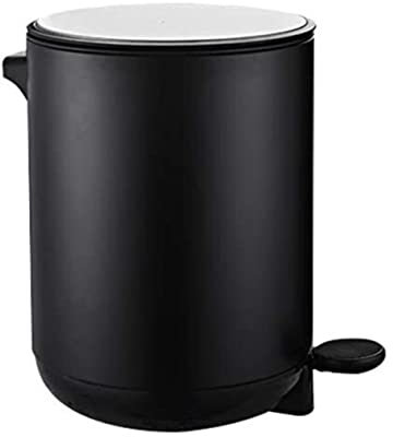 DEEDAV Cubo de Basura Cubo De Basura Redondo De Metal Para Dormitorio, Cubo De Basura, Papelera, Contenedor De Basura Para El Hogar para Cocina y Hogar (Color : Black, Size : 24 * 31 * 32.5CM)