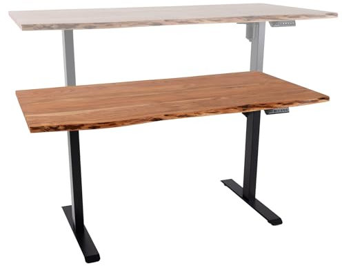 Riess Ambiente Höhenverstellbarer Schreibtisch Mammut - 140cm - Natur schwarz - Akazie Massivholz - elektrisch Baumkante