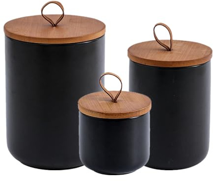OnePine 3er Set Vorratsdosen Keramik mit Deckel, Kaffeedose Teedose Vorratsdosen Porzellan, Aufbewahrungsdosen küche für Tee Kaffee Bohne Zucker Gewürz Nüsse Korn(260ml,800ml,1300ml)