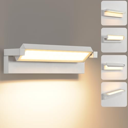 KUKAK Außenleuchte 36W LED,Wandleuchte Außenlampe Wand, IP65 wasserdichte Außenwandleuchte 3000K Warmweiß Aussenleuchte,Wandlampe Außen Innen mit 350° Schwenkbar Panel für Garten Terrasse Balkon Weiß
