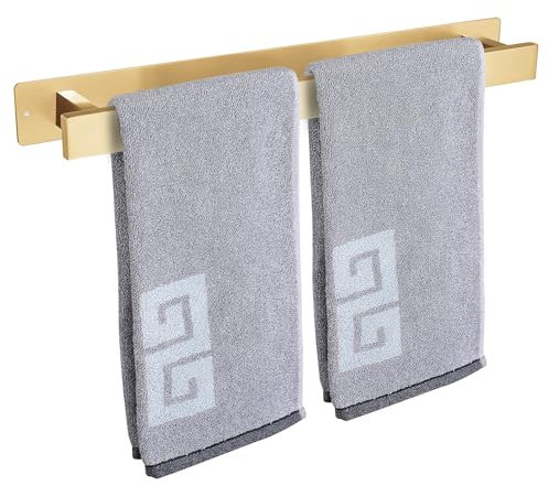 Badezimmer Handtuchstange Handtuchstange Selbstklebend oder Schraubmontage Edelstahl Wandmontierter Handtuchhalter Wasserdicht und Rostfrei Geeignet für Badezimmer RV Küche (40 cm, Gold)