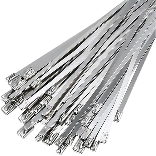 Cable Ties 20Pcs 4.6/7.9mm Stainless Steel Metal Cable Ties Exhaust Wrap Coated Locking Metal Zip-Exhaust Multifunctional Locking Cable Tie Cable Tie (Color : 7.9mm(0.31inch), Size : 800mm(31.50inch