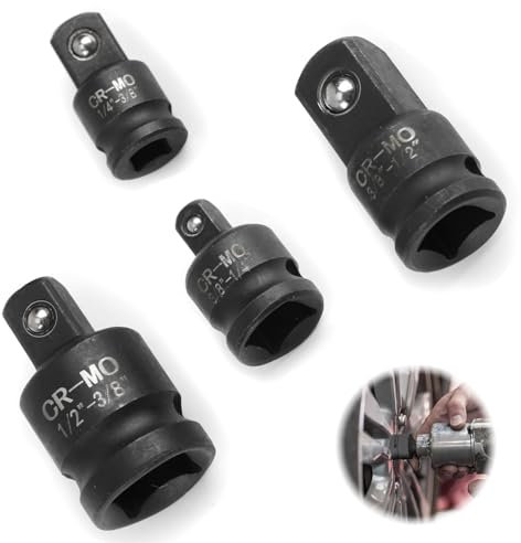 Hugwish 4 Stück schlagschrauber adapter, Adapter 3/8 auf 1/4 auf 1/2 Chrom-Molybdän-Stahl(CR-MO)