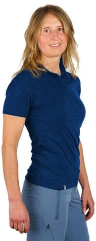 ALPIN LOACKER Merino Shirt Damen Kurzarm und Poloshirt I atmungsaktives Funktionsshirt schnelltrocknend für Sport und Wandern I Merinowolle Tshirt und Thermooberteil, Blau S