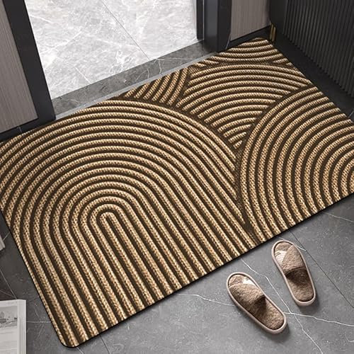 Schmutzfangmatte 90x150cm Khaki Halbrund Fussmatte Innen rutschfeste Fussmatte Aussen Fußmatte Waschbar Fußmatten Haustür Türmatte für Flur Küche Haustiere Fußmatte Außen