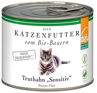 defu Katzenfutter | 1 x 200 g | Bio Truthahn Sensitiv | Getreidefreies Premium Bio Nassfutter Menü | Alleinfuttermittel für Katzen