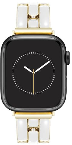 Anne Klein Pulsera de moda para Apple Watch, segura, ajustable, correa de repuesto para Apple Watch, se adapta a la mayoría de muñecas, Blanco/Dorado, 42mm (Series 1-3), 44/45/46/49mm (Ultra & Ultra 2