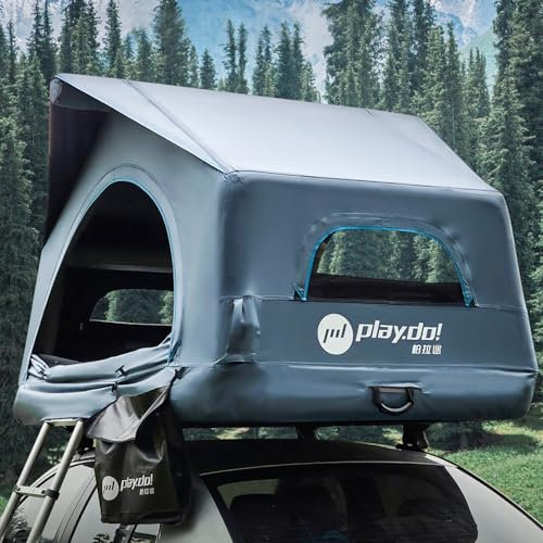 Sport Tent Tenda da tetto gonfiabile per auto, per 2 persone, con pompa, 4 stagioni, impermeabile e resistente al sole, tenda da campeggio per SUV, camion e tenda universale per auto, facile da