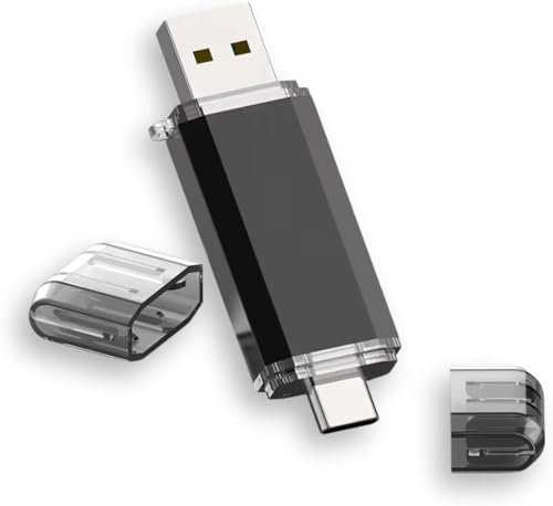 Vixelle USB 3.0 Type-C Flash Drive - 2 in 1 USB C Memory Stick Pen Drive - USB Jump Drive Photo Stick for Smartphone, Computer & Tablet - Black (Black, 8GB)